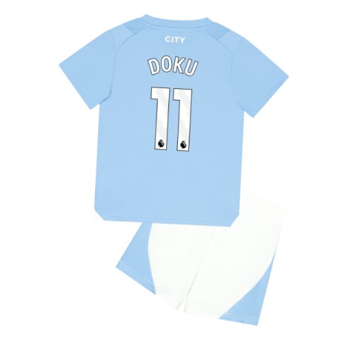 Maillot de foot Manchester City Jeremy Doku #11 Domicile enfant 2023-24 Manches Courte (+ pantalon court)